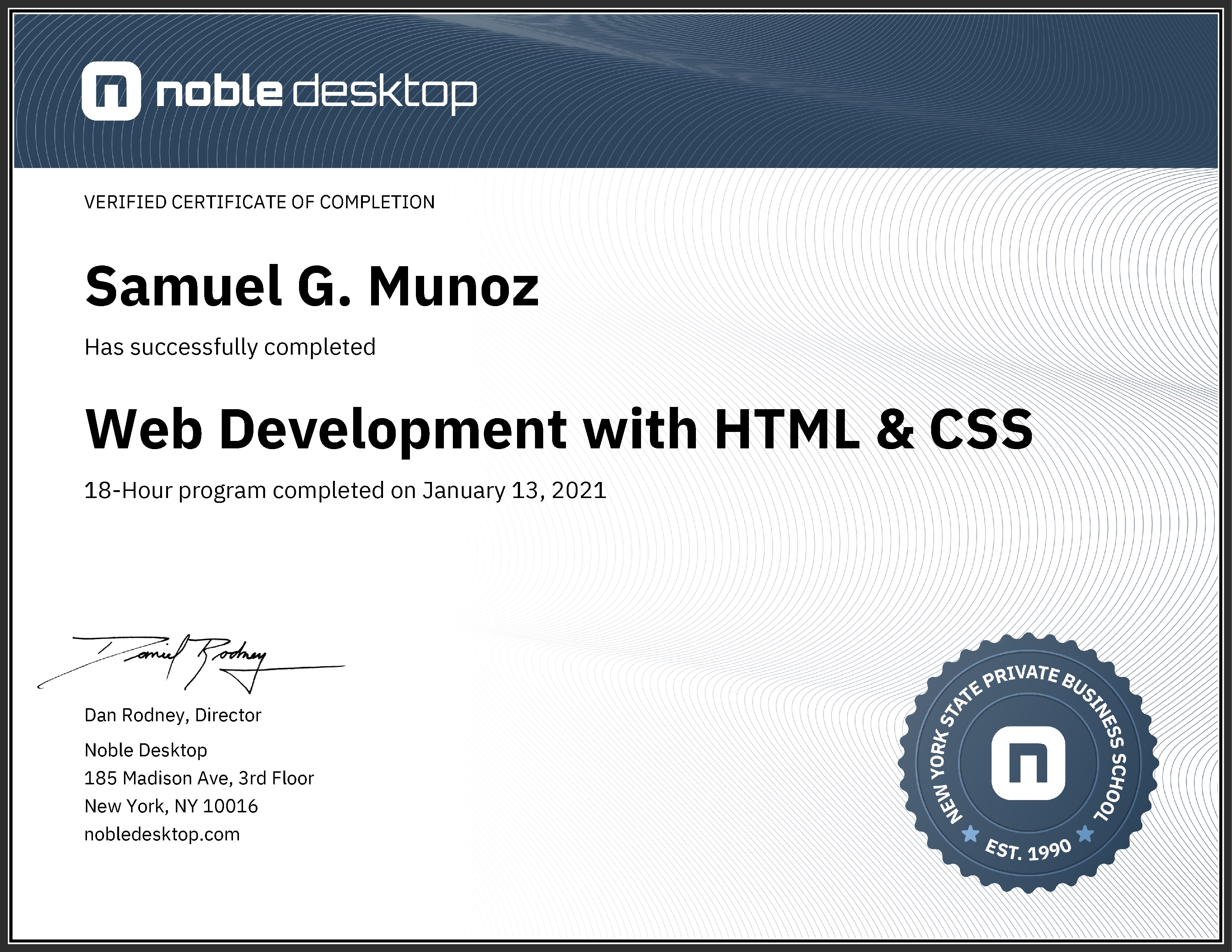 Basic Web Development Certificate