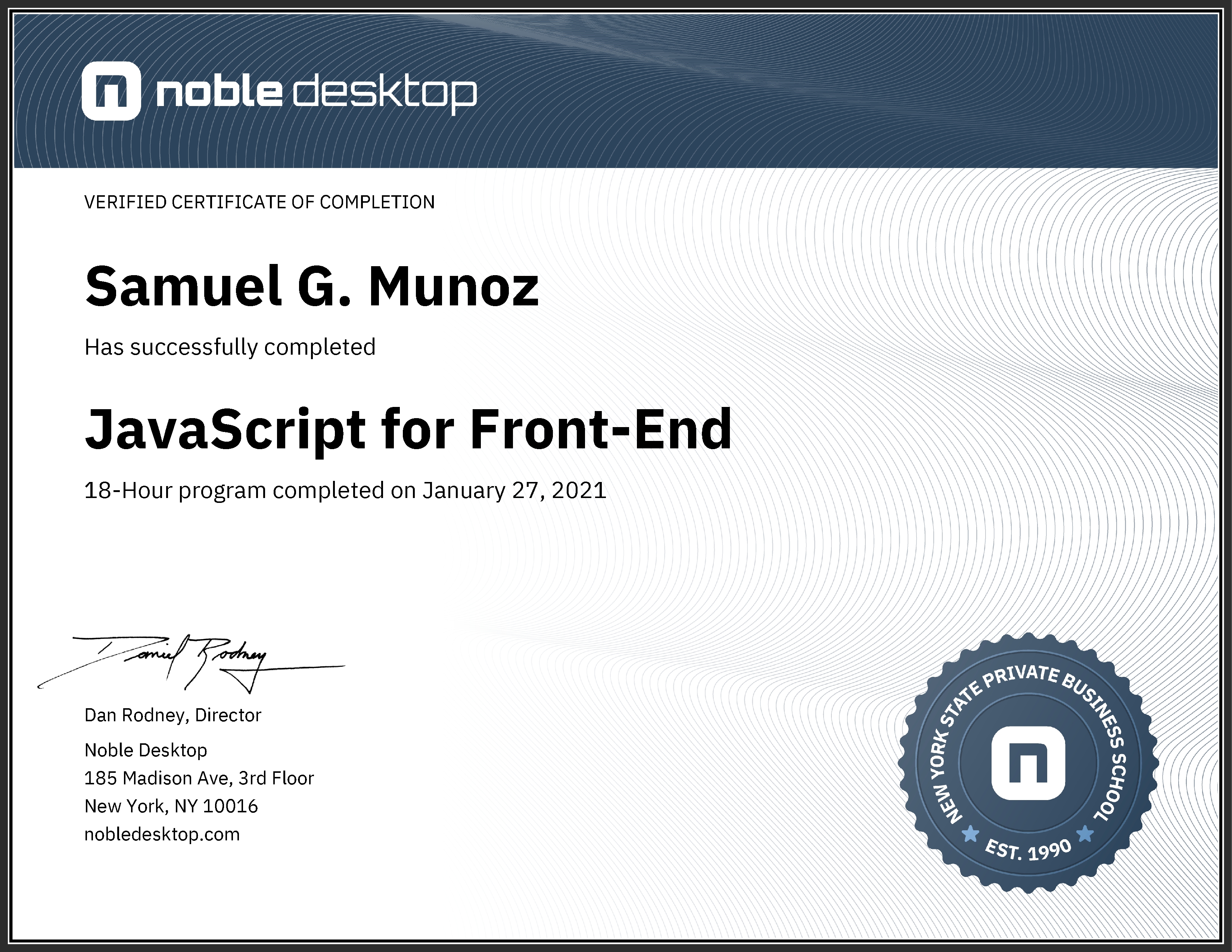 Javascript Certificate