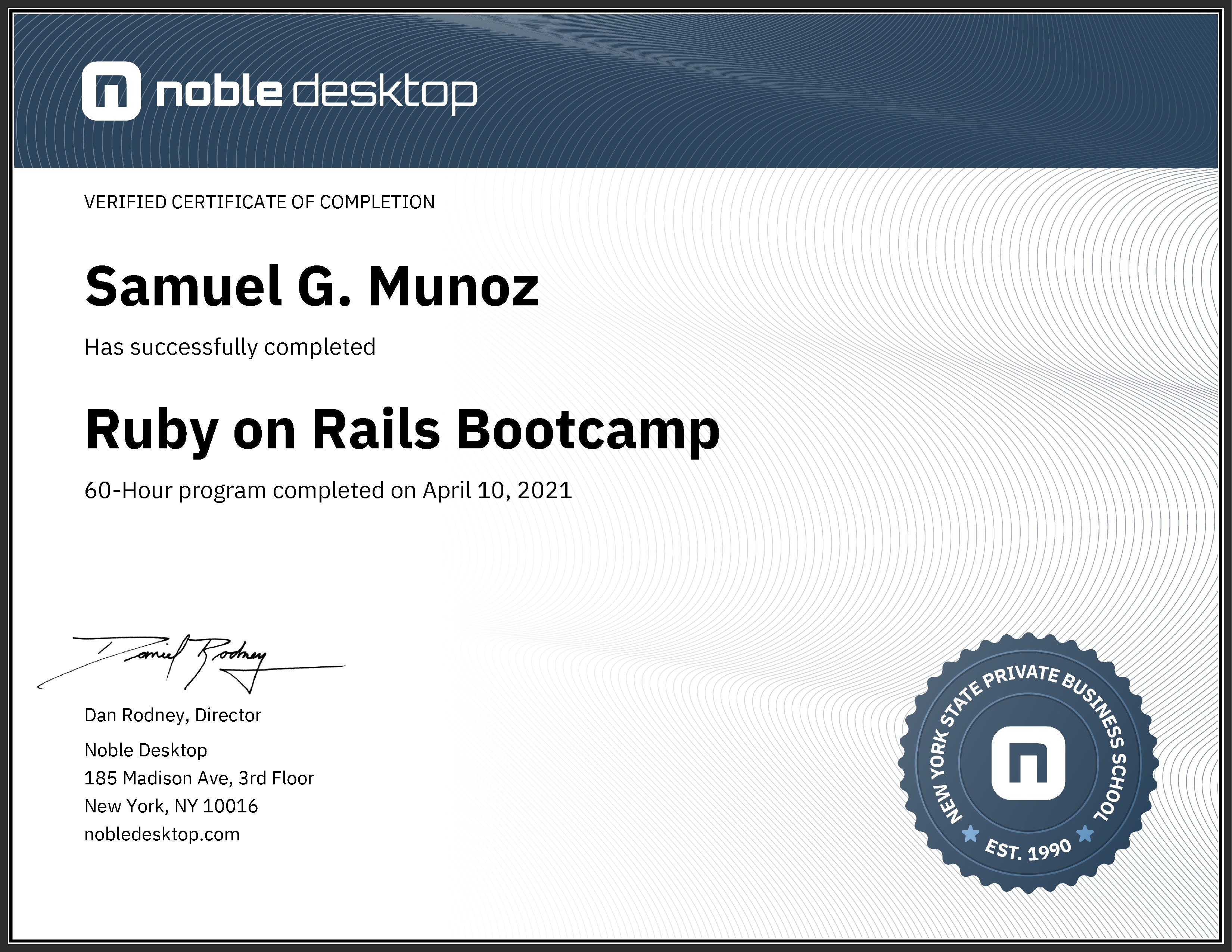 Ruby on Rails Certificate